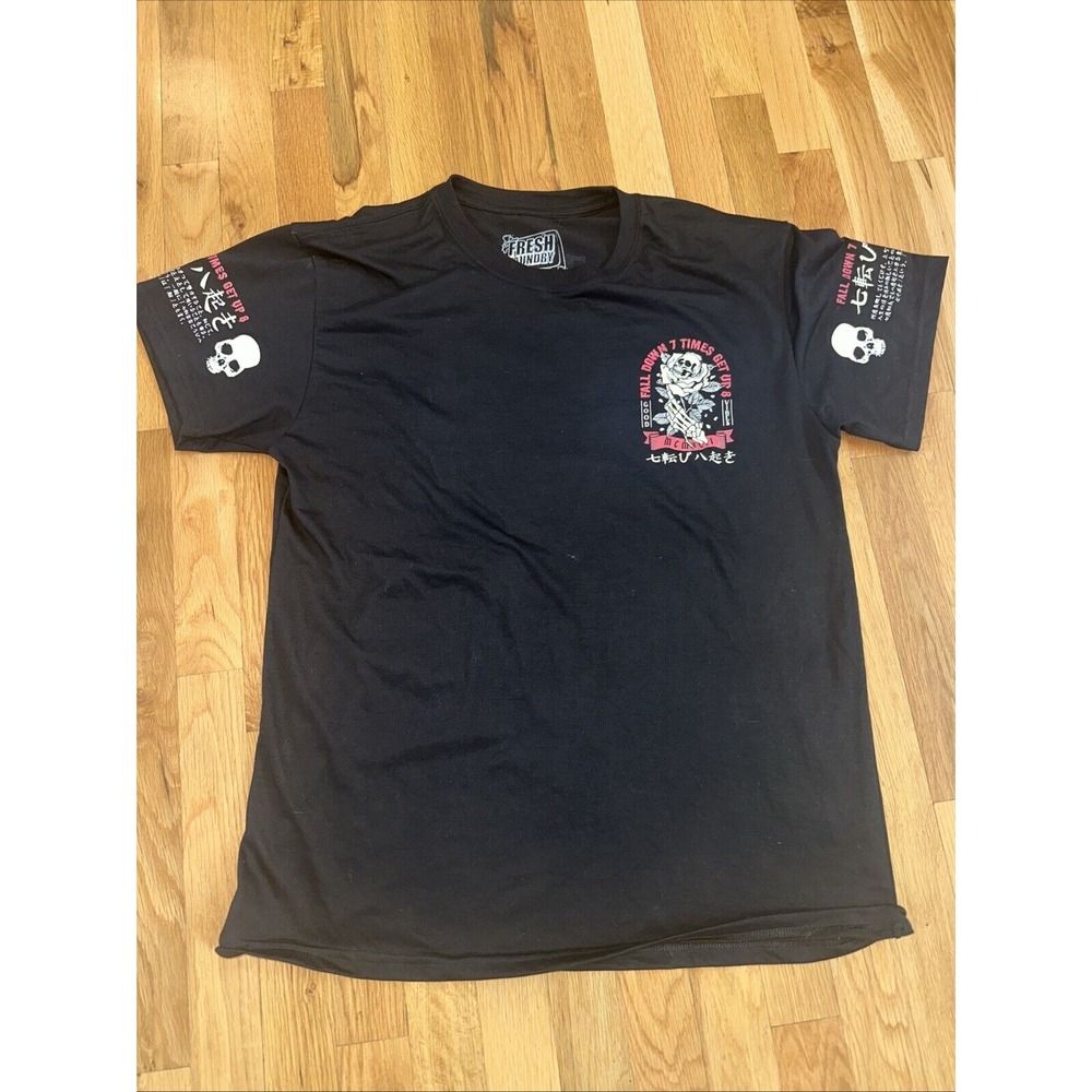 Fresh Laundry Men's T Shirt Short Sleeve Fitted Skull Graphic Black Size L‎